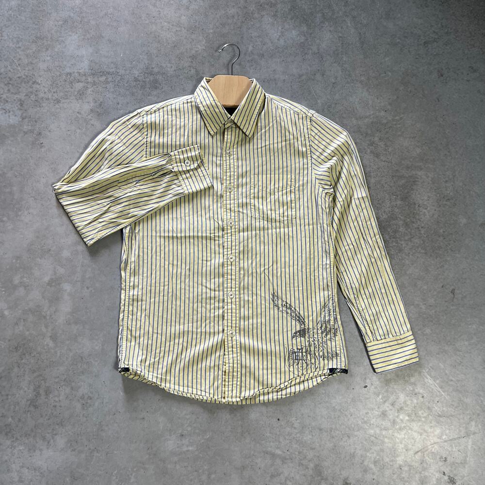American Eagle Oxford Striped Shirt Men’s Size Small Yellow Vintage Long Sleeve